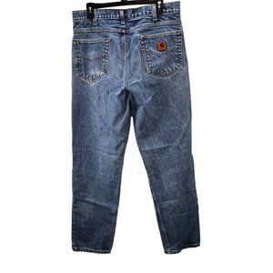 Carhartt Relaxed Fit Jeans size 34x32 Men B17 Blue Denim Zipper Fly